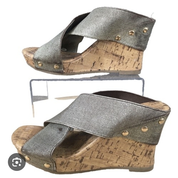 Anna Shoes - Anna Shimmering Silver Wedge Sandals